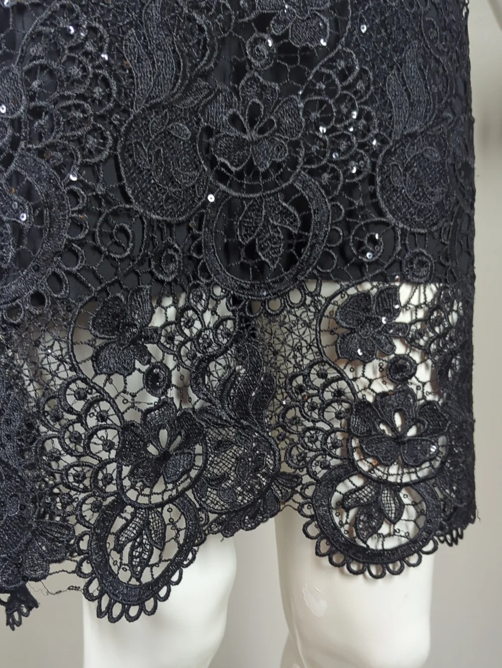 bebe Black Lace Sequin Spaghetti Strap Bodycon Dress Small - Picture 5 of 10